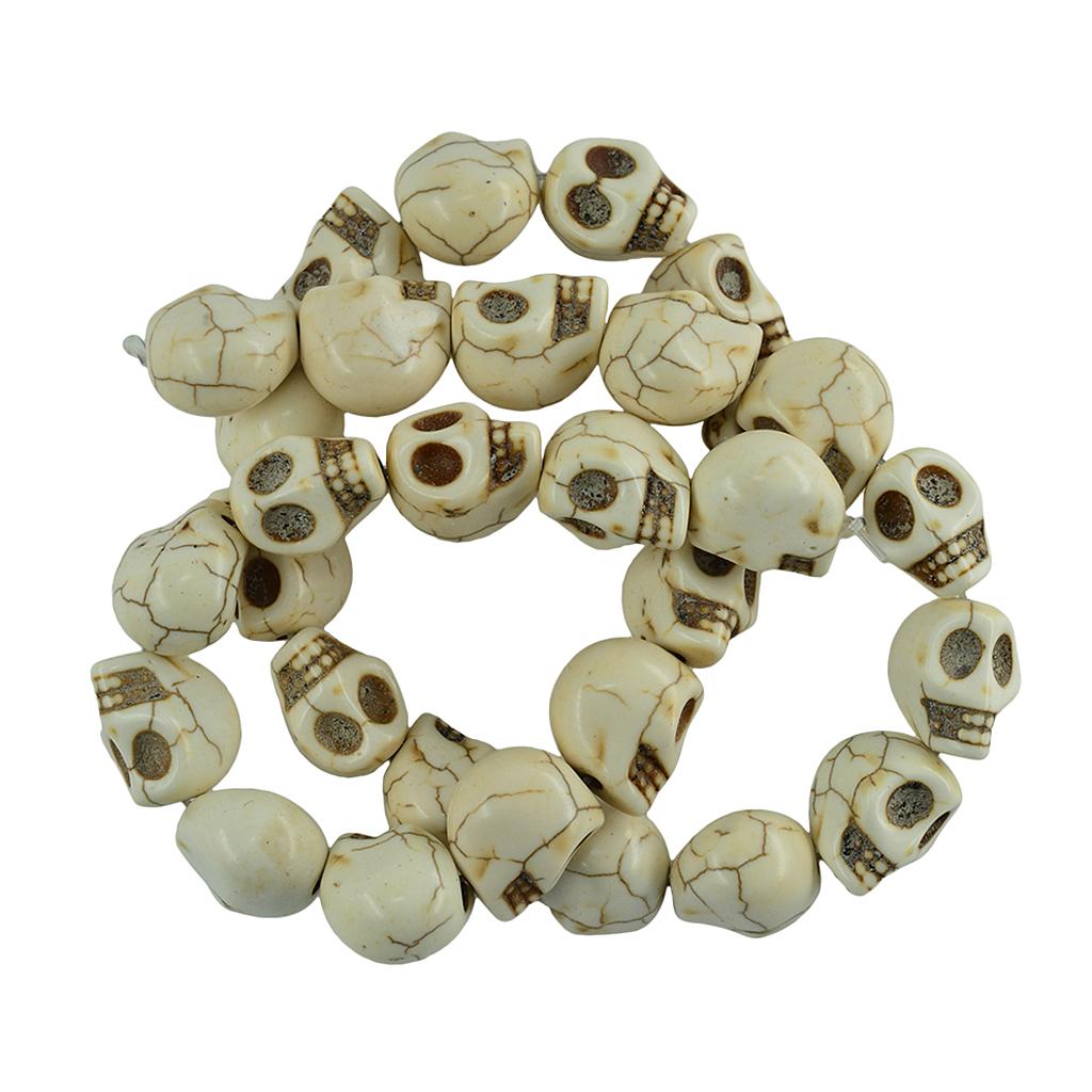 1 Strand White Howlite Turquoise Carved Skull Spacer Beads 13x10mm 30pcs