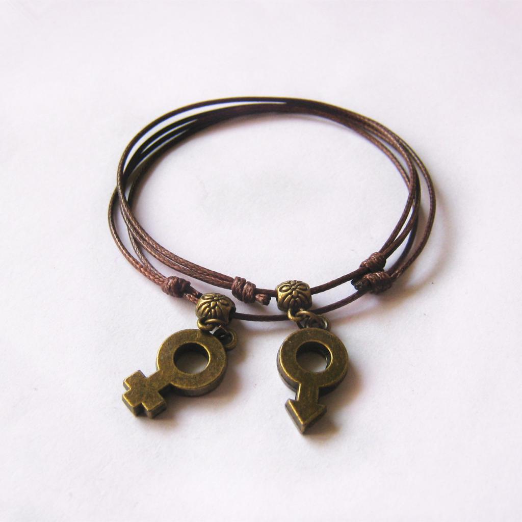 1 Set of 4pcs DIY Couple Lover Bracelet Bangle Jewelry Making Findings Kit Pendants Beads Cord