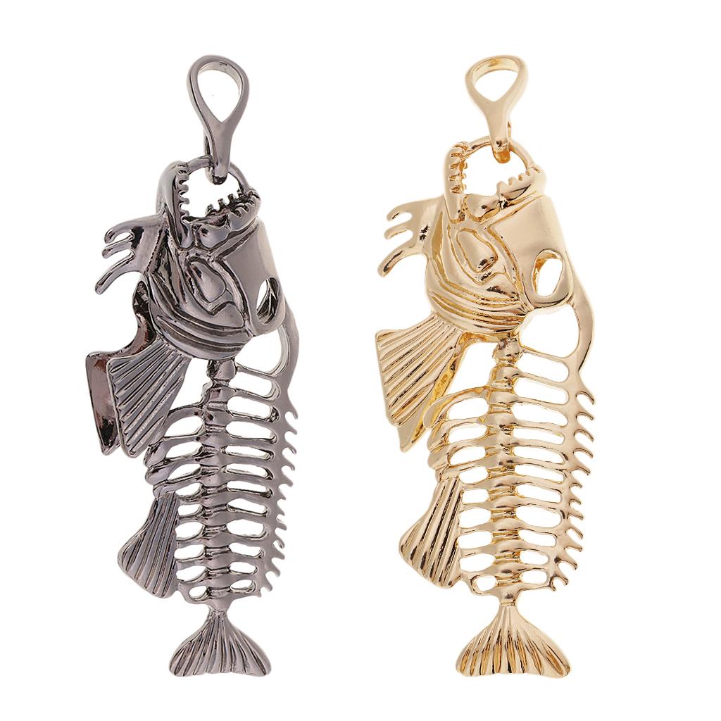 1 Piece Fish Skeleton Bone Shape Charms Pendants for Jewelry Making Gold