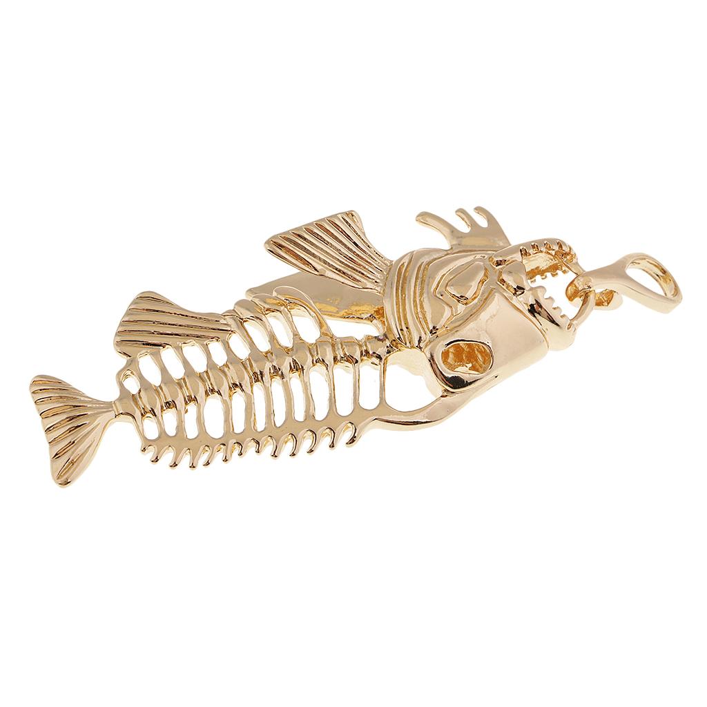 1 Piece Fish Skeleton Bone Shape Charms Pendants for Jewelry Making Gold