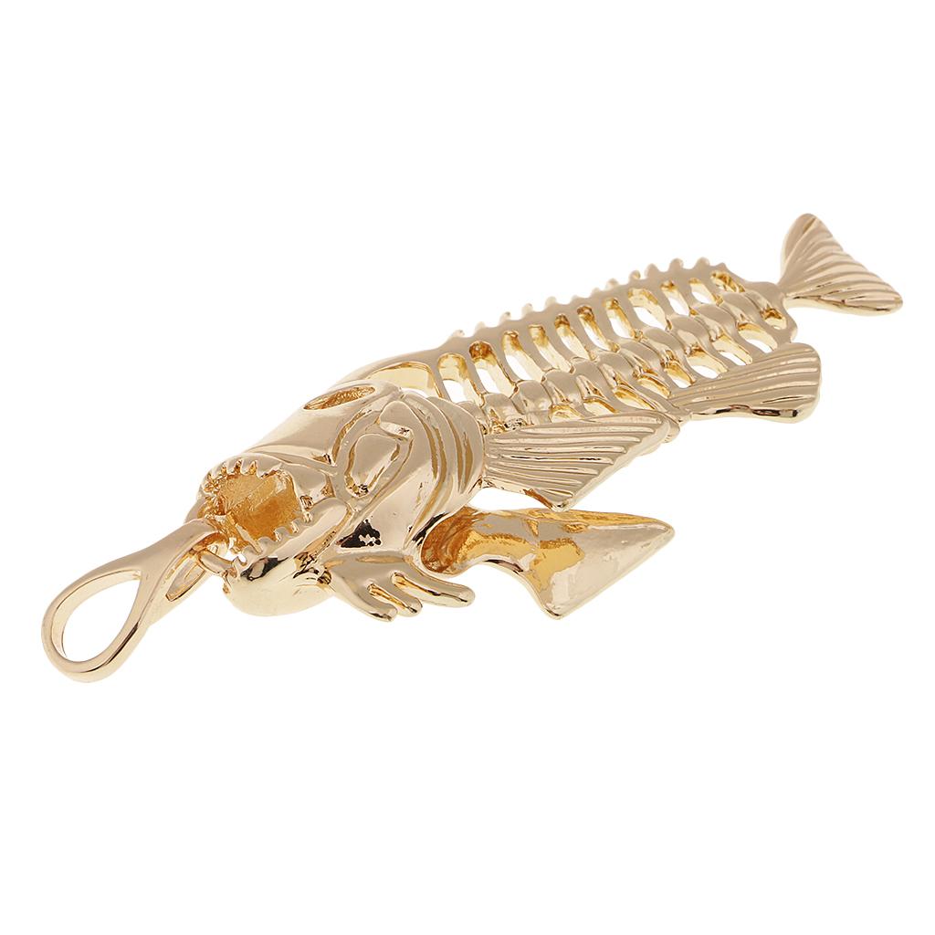 1 Piece Fish Skeleton Bone Shape Charms Pendants for Jewelry Making Gold