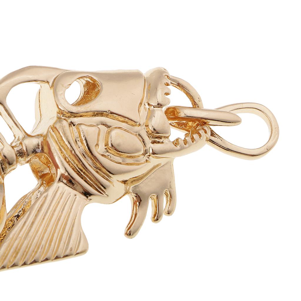 1 Piece Fish Skeleton Bone Shape Charms Pendants for Jewelry Making Gold