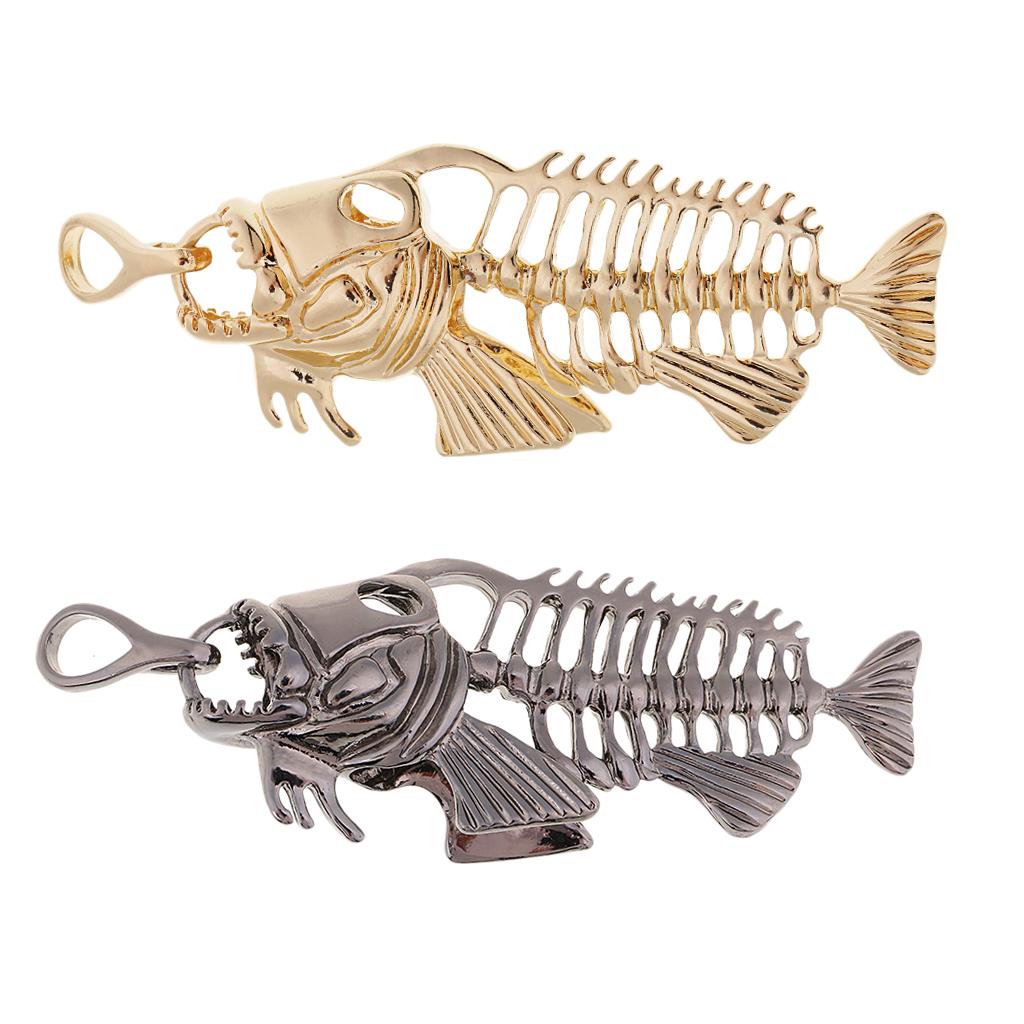 1 Piece Fish Skeleton Bone Shape Charms Pendants for Jewelry Making Gold