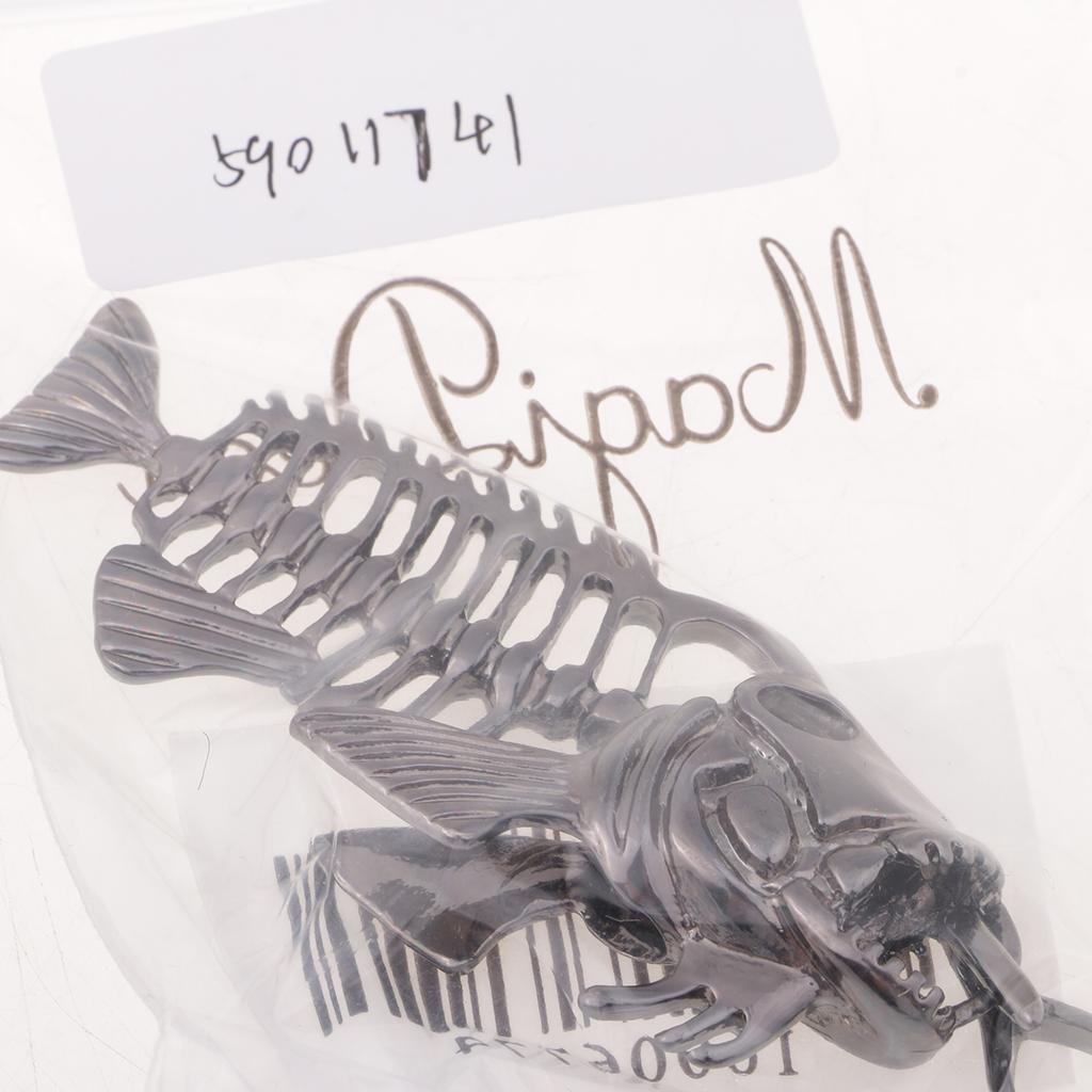 1 Piece Fish Skeleton Bone Shape Charms Pendants for Jewelry Making Black