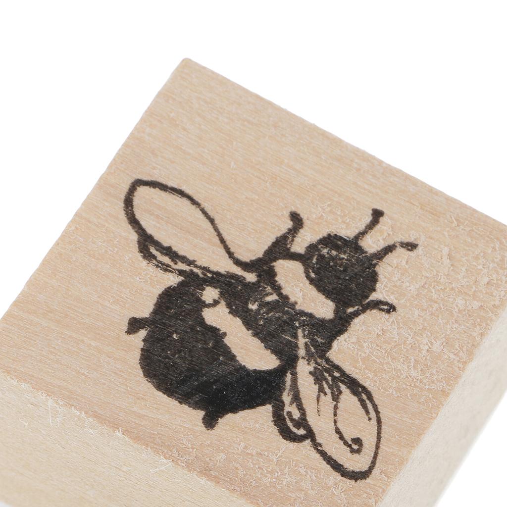 Wooden Stamps Animal Plants Decor for Scrapbooking DIY 30x30x23mm Bee