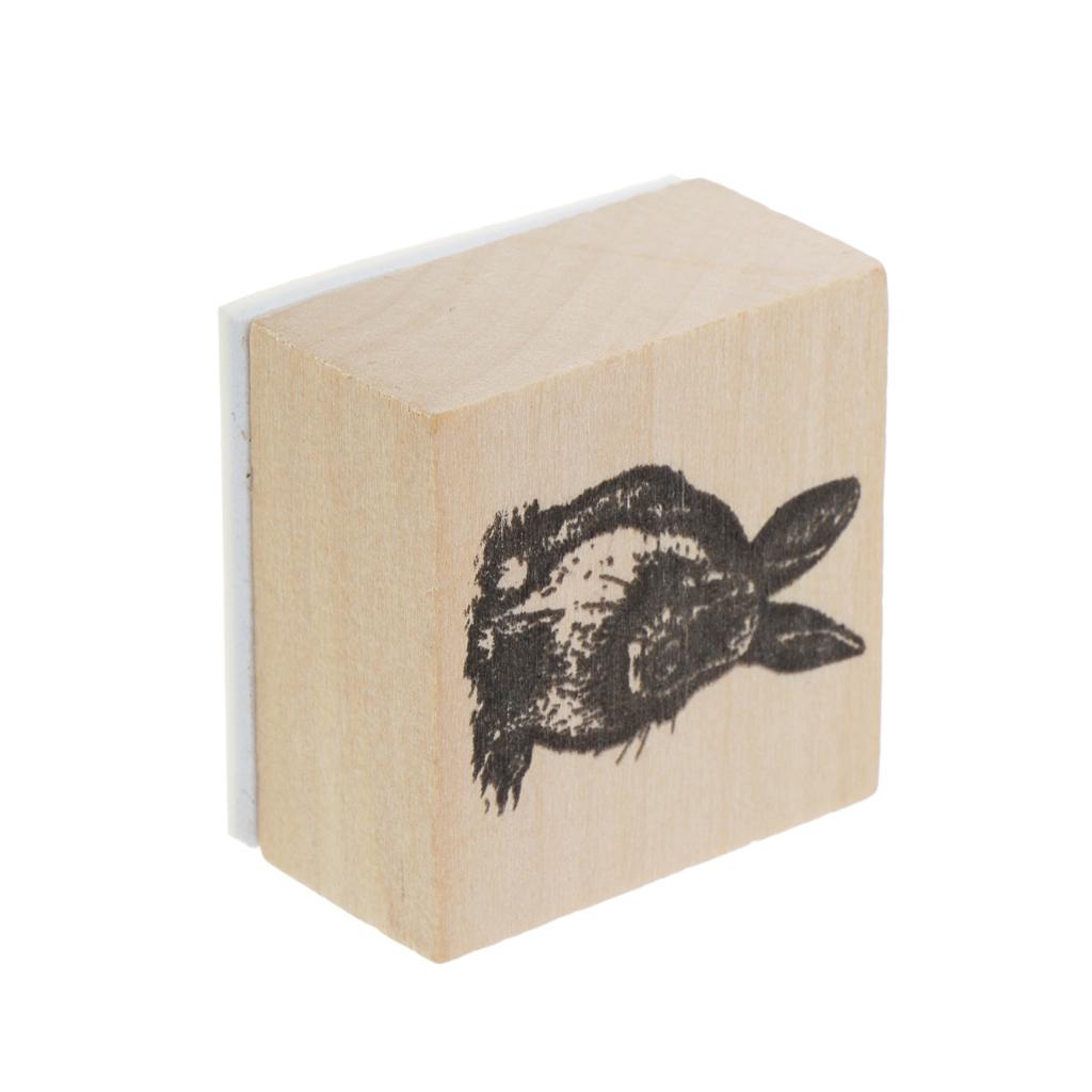 Wooden Stamps Animal Plants Decor for Scrapbooking DIY 40x40x23mm Rabbit