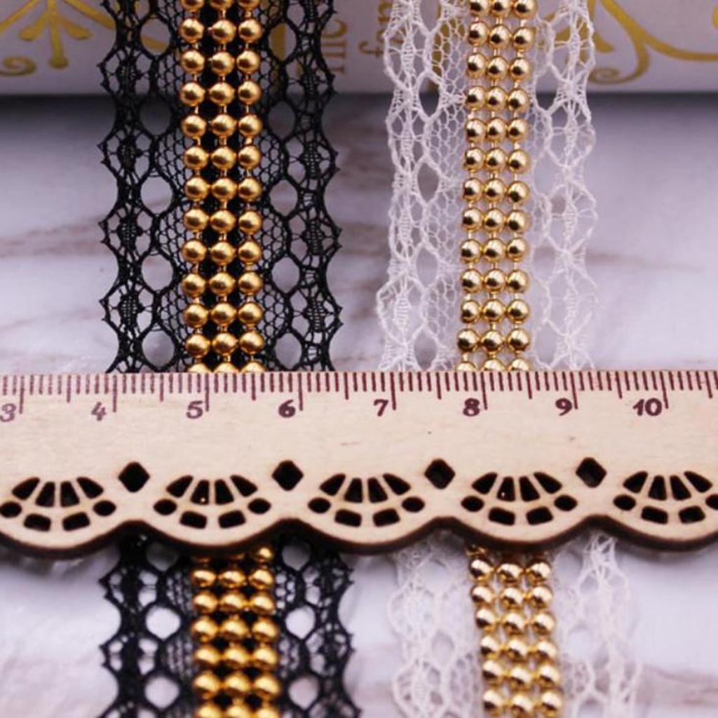 1 Yards 30mm Gold Pearl and Lace Beaded Trimming Stretch Lace Ribbon Trim Wedding Dress Costume Applique Motif DIY Craft Sewing Supplies