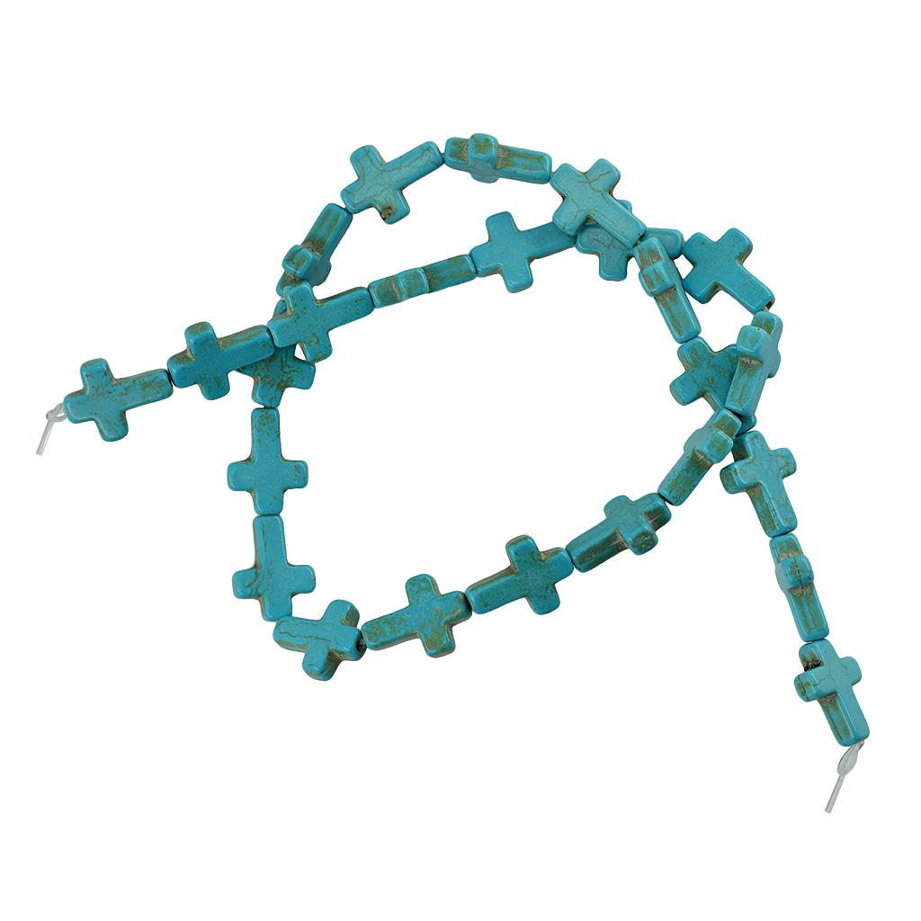 1 Strand Howlite Turquoise Loose Cross Spacer Beads Jewelry Making DIY Blue