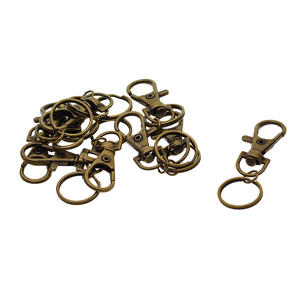 10 Pack Antique Bronze Metal Swivel Clasps Lanyard Snap Hook Lobster Claw Clasp with Key Rings Jewelry Findings DIY Home Car Key Holders Bag Accessories