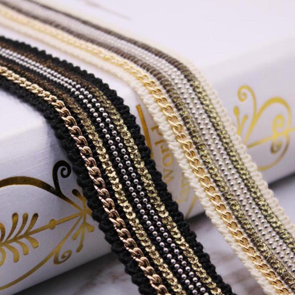 1 Yard 25mm Beaded Sequin Lace Trim Fabric Ribbon Embroidered Applique black