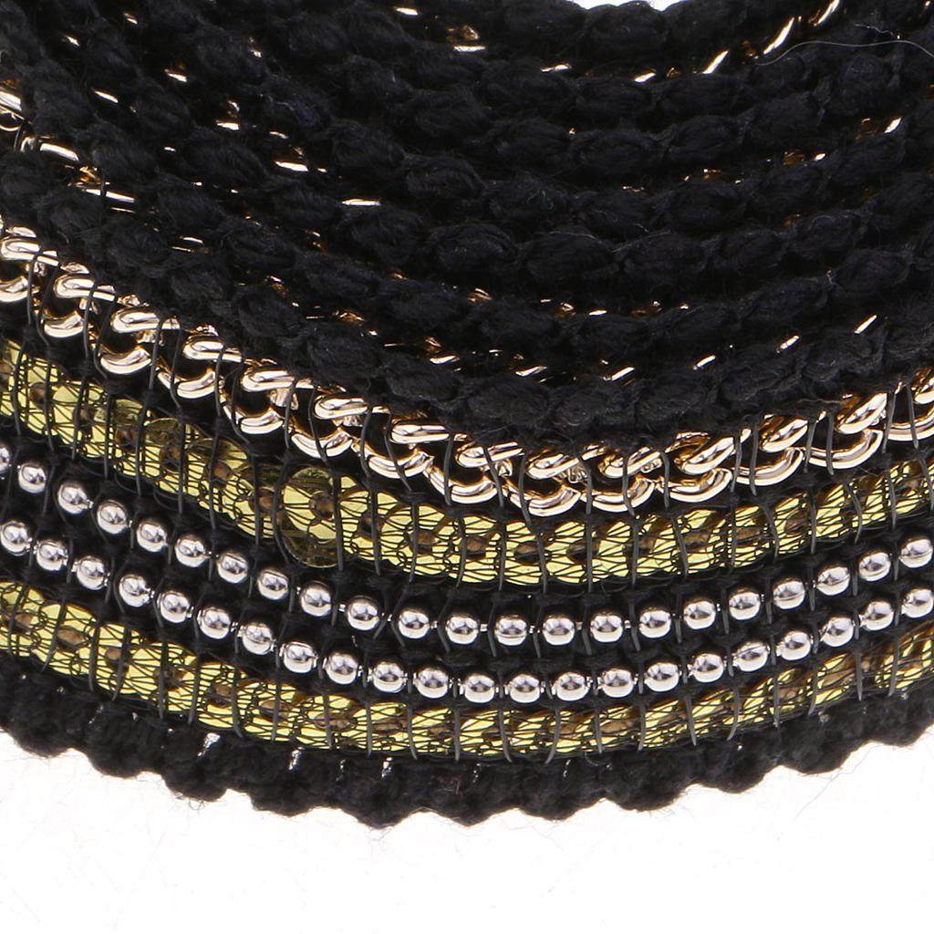 1 Yard 25mm Beaded Sequin Lace Trim Fabric Ribbon Embroidered Applique black