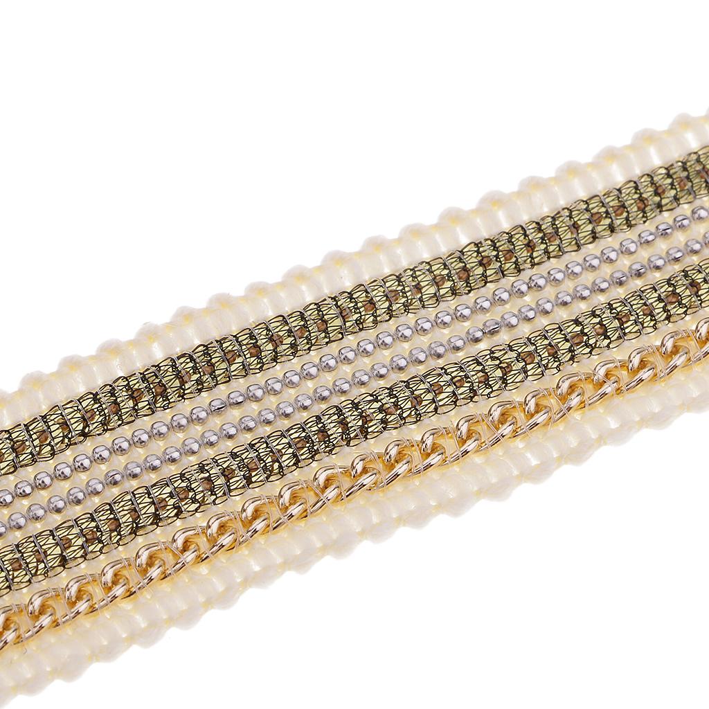 1 Yard 25mm Beaded Sequin Lace Trim Fabric Ribbon Embroidered Applique beige