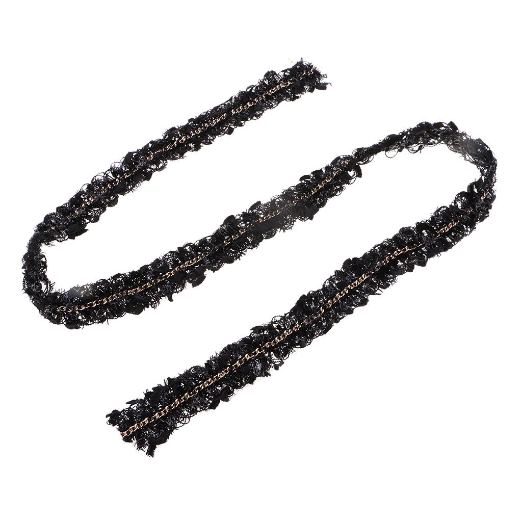 1 Yard Polyester Hairy Ribbon Chain Lace Sewing Ruffles Embellishment black