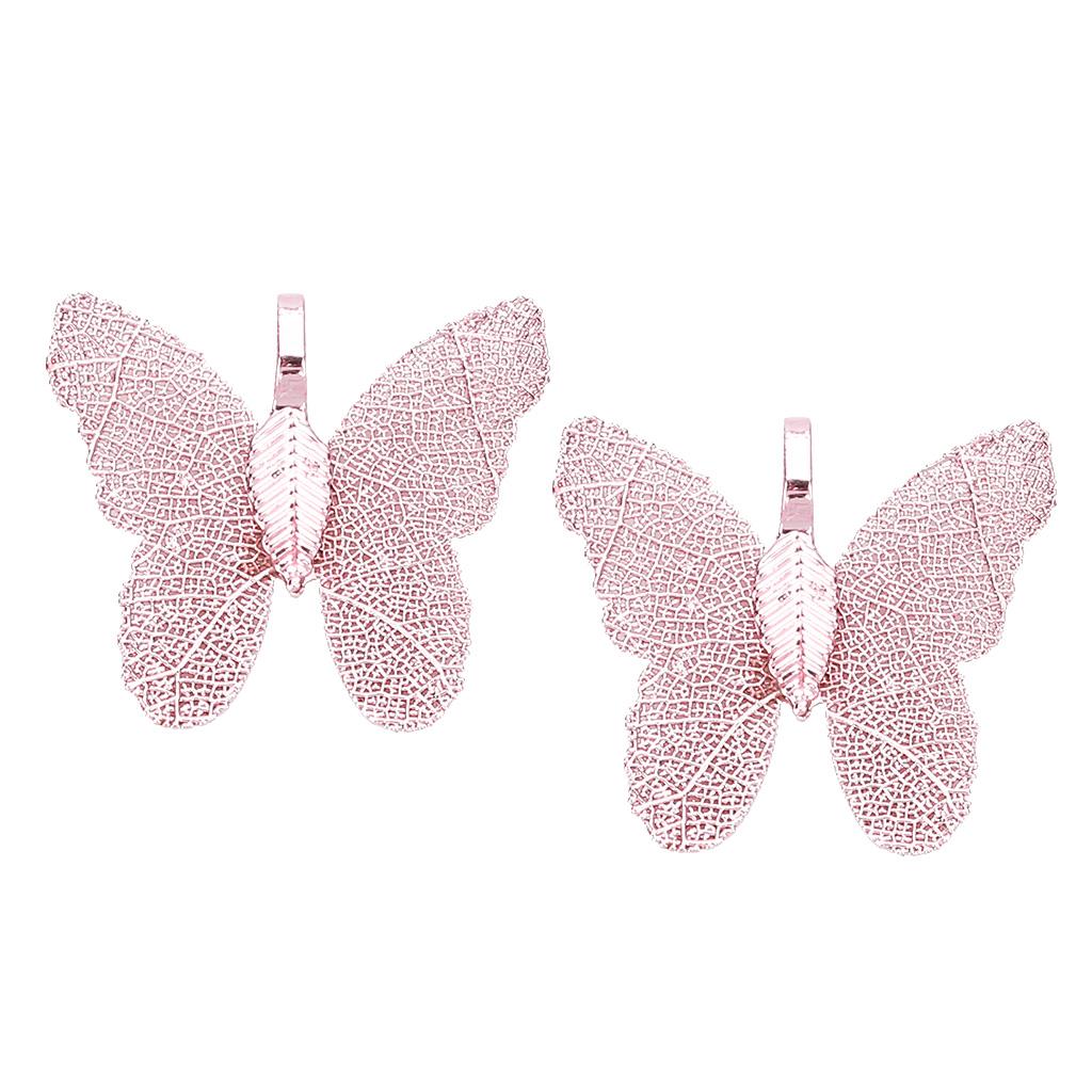 1 Pair of Natural Plated Butterfly Pendants Necklace Jewelry PINK