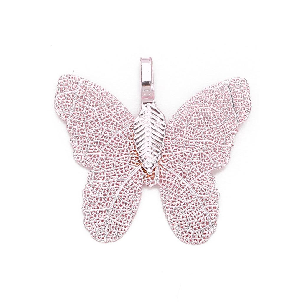 1 Pair of Natural Plated Butterfly Pendants Necklace Jewelry PINK