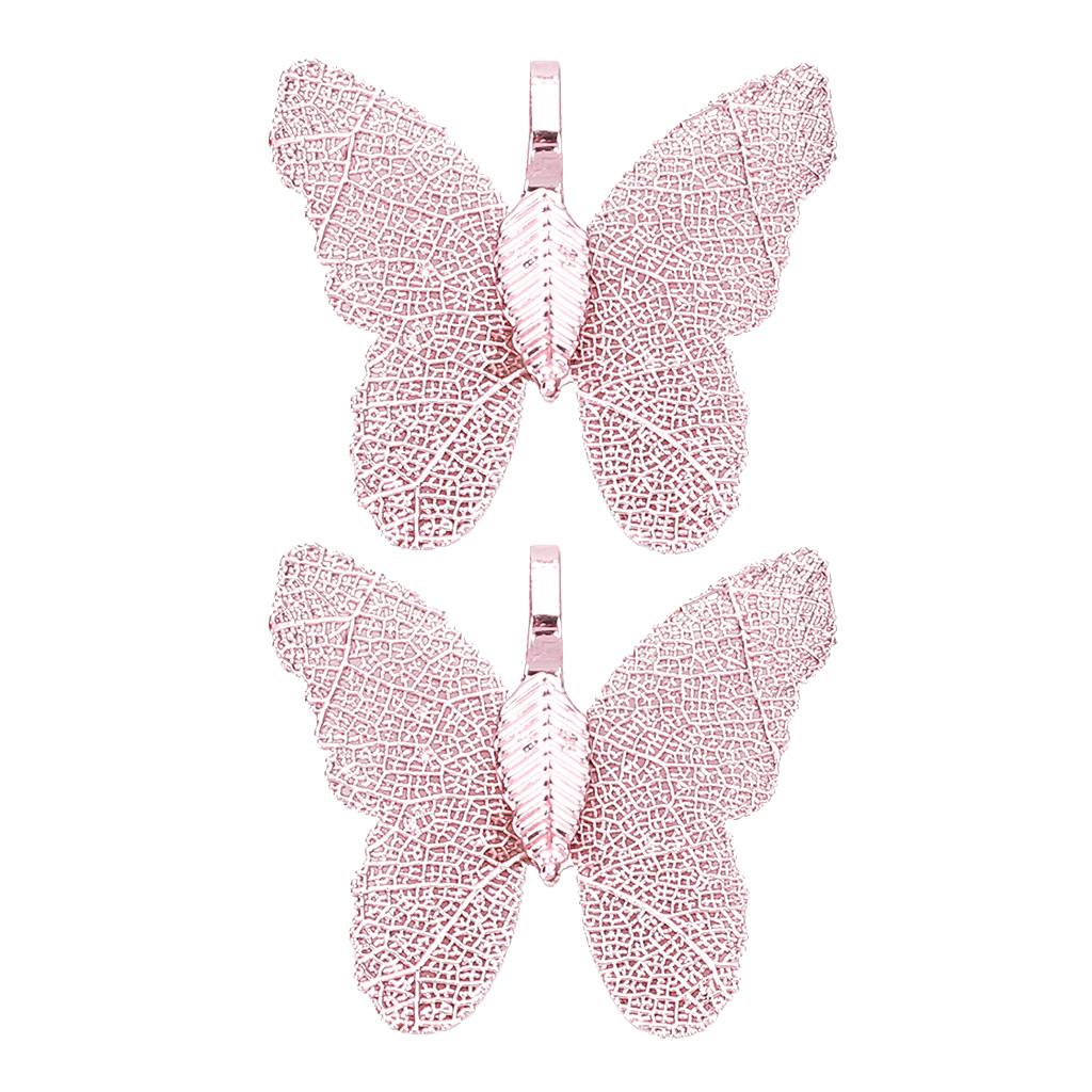 1 Pair of Natural Plated Butterfly Pendants Necklace Jewelry PINK