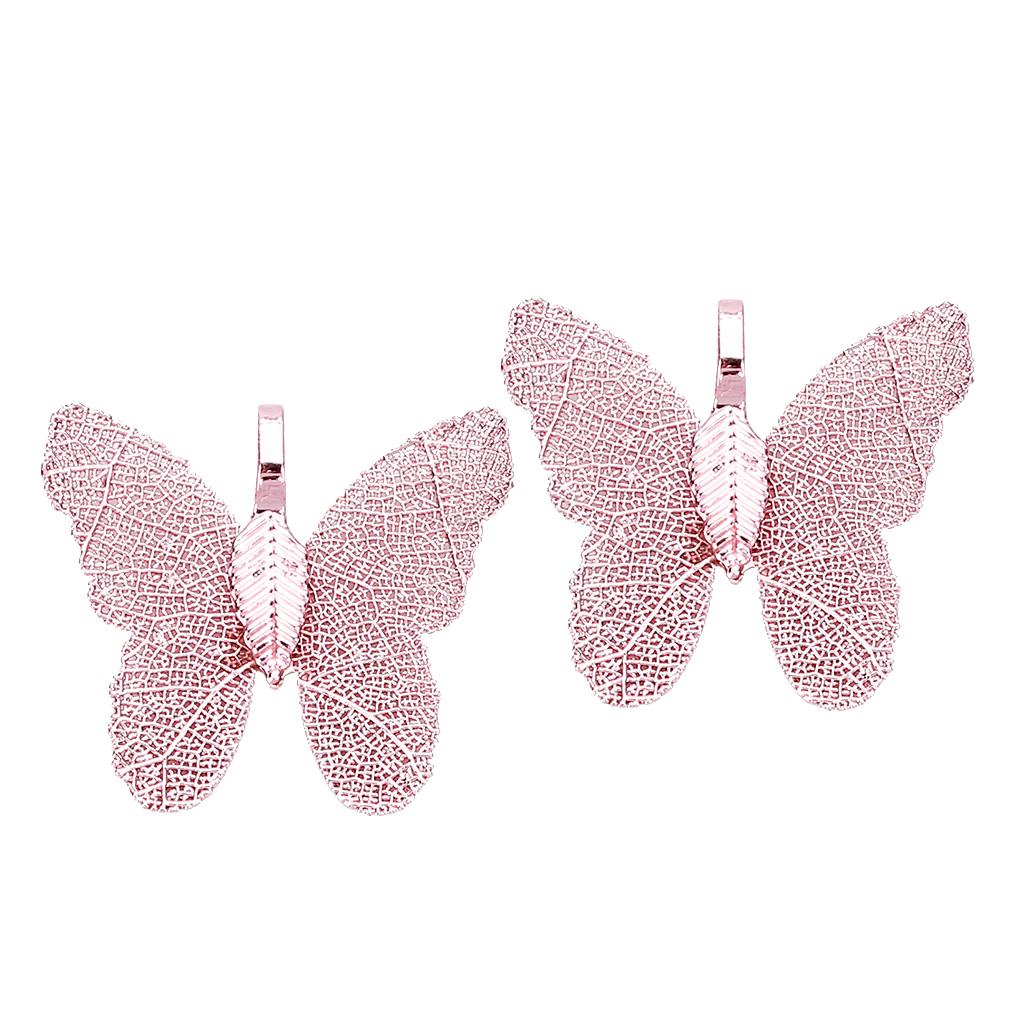 1 Pair of Natural Plated Butterfly Pendants Necklace Jewelry PINK