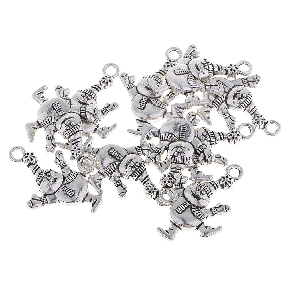 10 Piece Alloy Christmas Snowman Earrings Necklaces Bracelets Pendants Jewelry Making Charms for DIY Hair Accessories