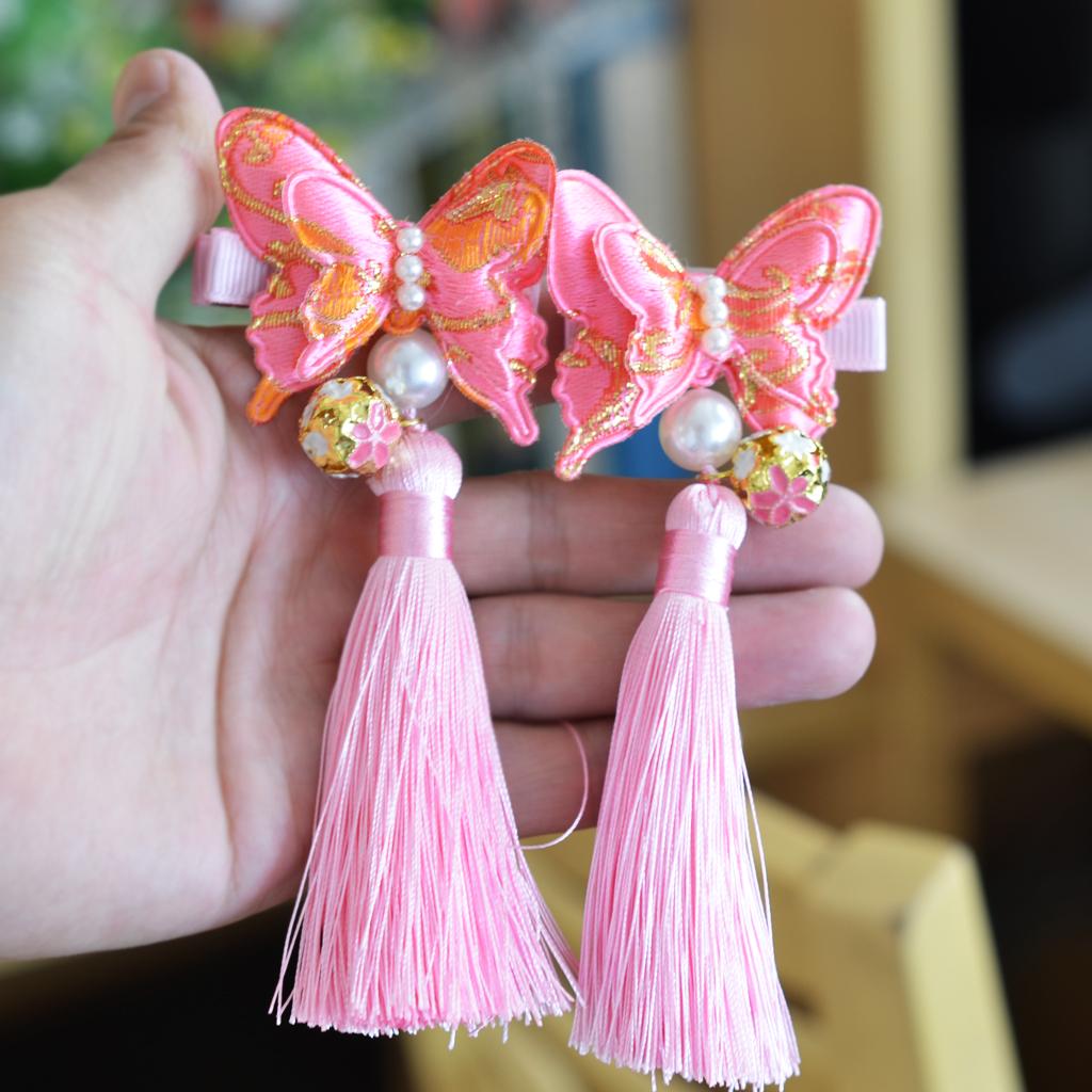 1 Set Chinese Style Festive Butterfly Tassel Material DIY Hair Accessories