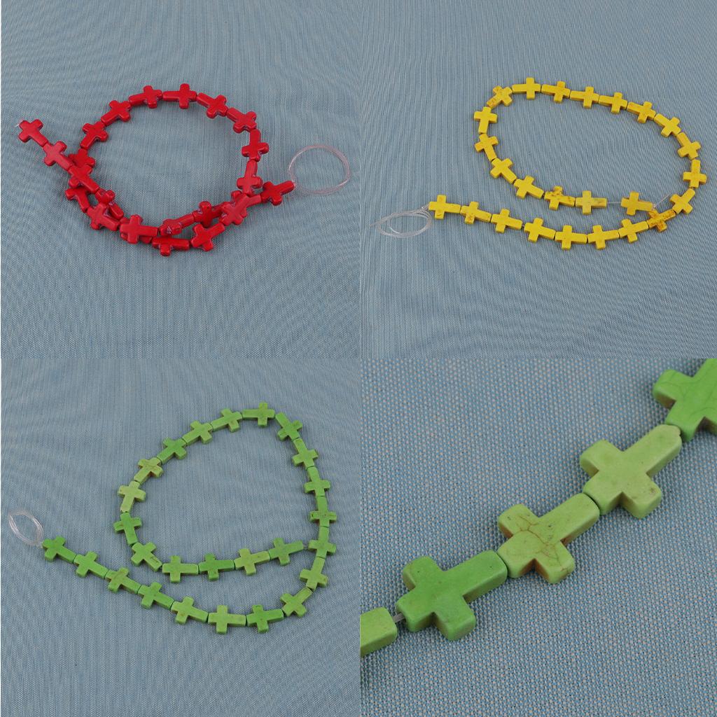 1 Strand of Howlite Turquoise Loose Cross Spacer Beads Jewelry Making Yellow