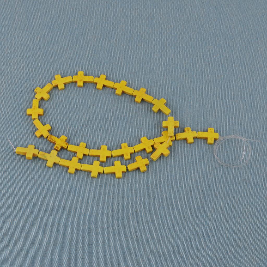 1 Strand of Howlite Turquoise Loose Cross Spacer Beads Jewelry Making Yellow