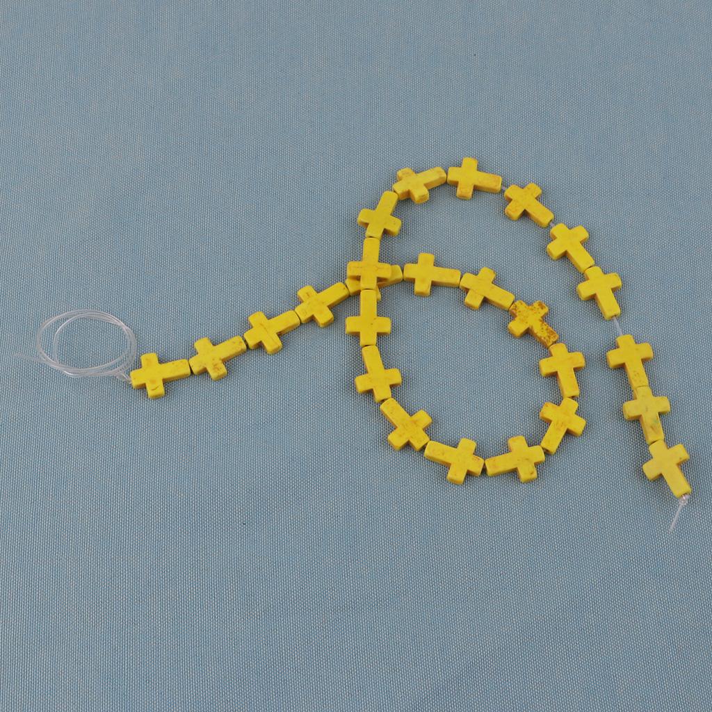 1 Strand of Howlite Turquoise Loose Cross Spacer Beads Jewelry Making Yellow