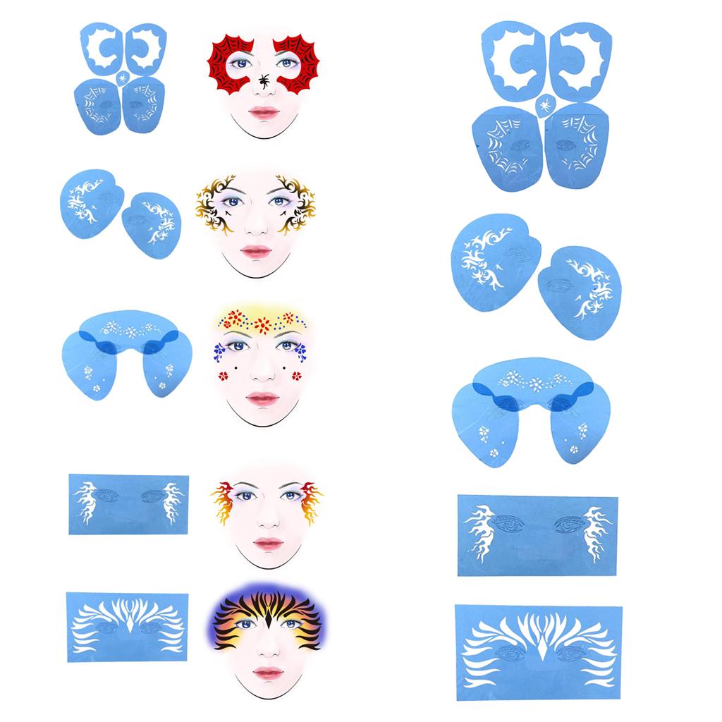 1 Set Reusable Face Body Painting Stencil Template for Party Stage A 20x12cm