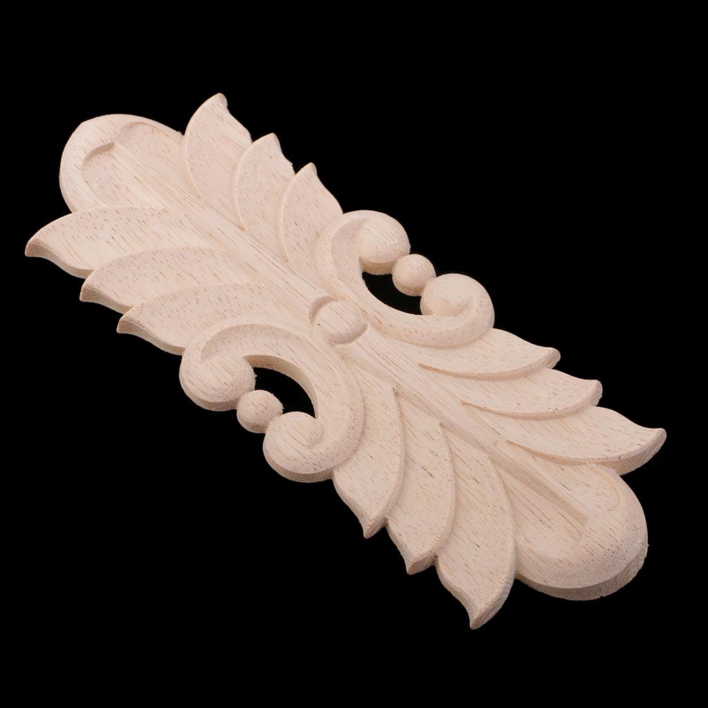 1 Piece Unpainted Wood Carved Applique Frame Corner Onlay Decor B 16.5x6.5cm