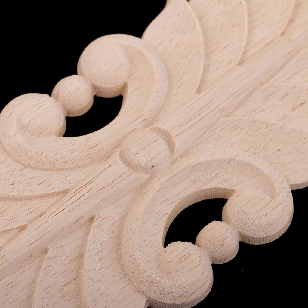 1 Piece Unpainted Wood Carved Applique Frame Corner Onlay Decor B 16.5x6.5cm