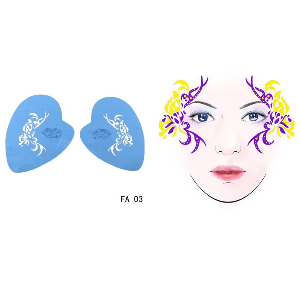 1 Set Face Painting Stencils Reusable Facial Makeup Templates Fesetival 01