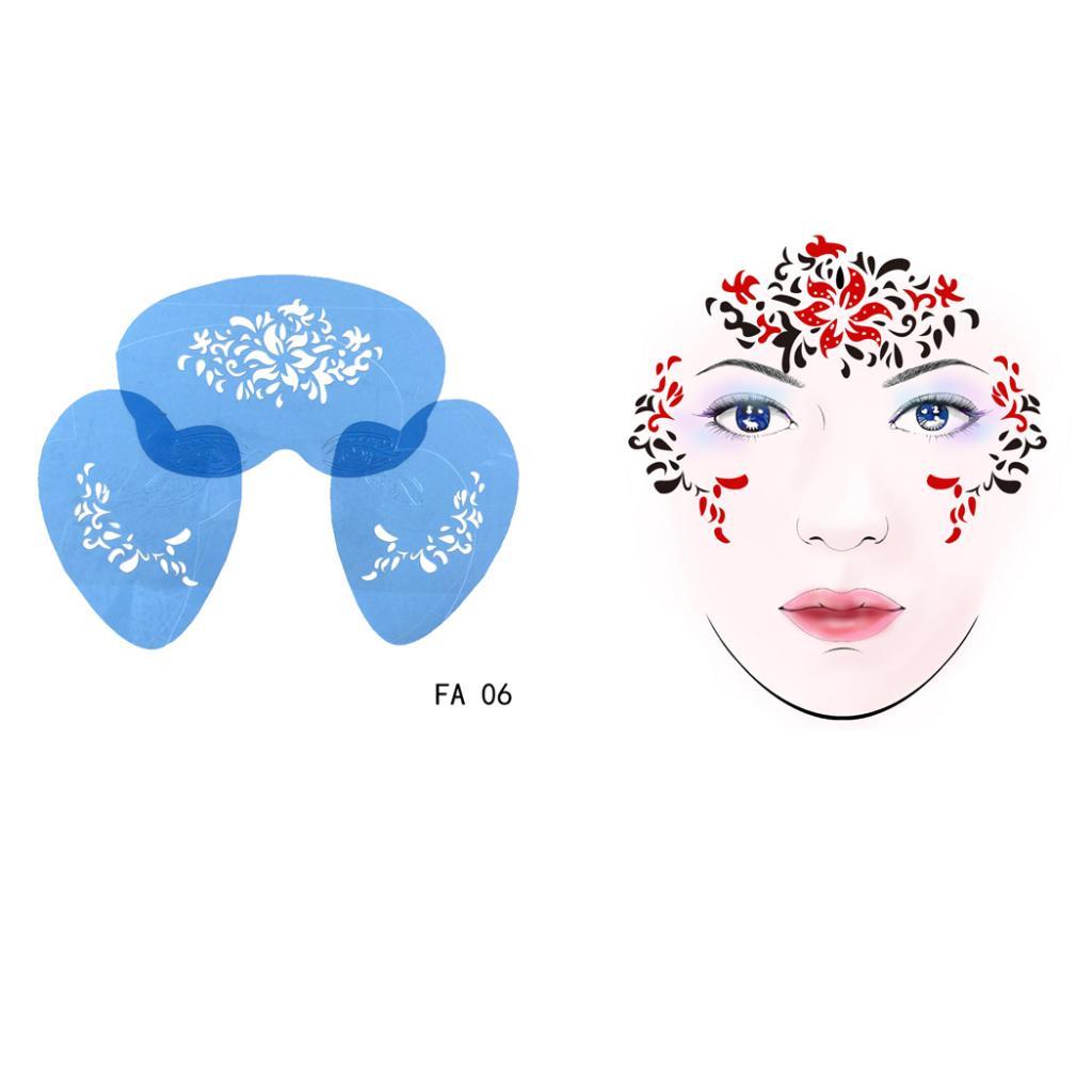 1 Set Face Painting Stencils Reusable Facial Makeup Templates Fesetival 06