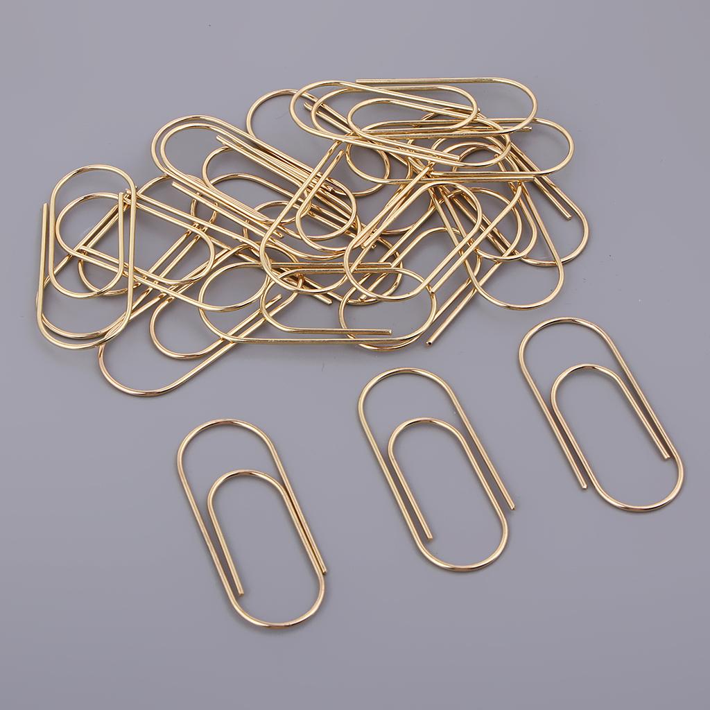 20 Pack Large Metal Paper Clips Jumbo Bookmark Stationery Paperclips gold