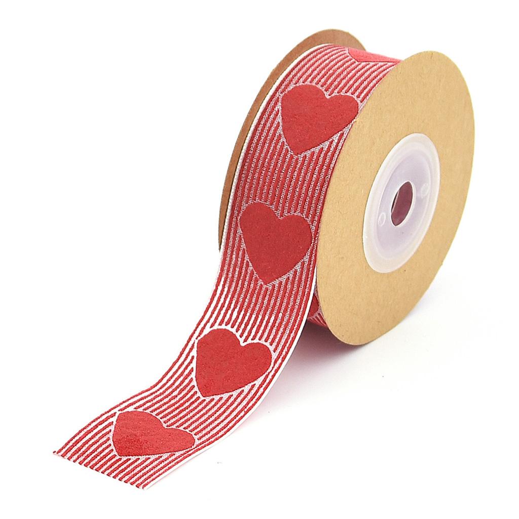 1 Roll/5 Meters Loving Heart Pattern Dacron Ribbon Gift Box Packing Ribbons Craft Binding Wire Flags Hanging Ribbon Home Decor 25mm