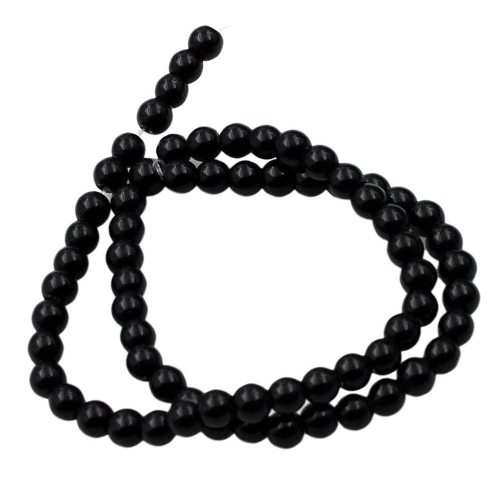 1 Strand Approximately DIY Gemstone Round Loose Beads 6mm Black