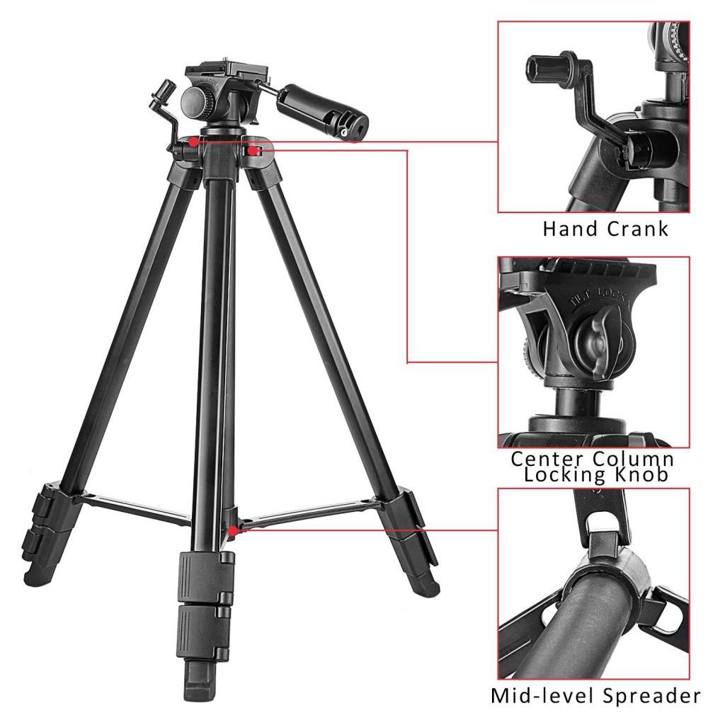 Portable Video Camera Tripod Steady Stand Pan Head Kit +Tripod Dual QR Plate