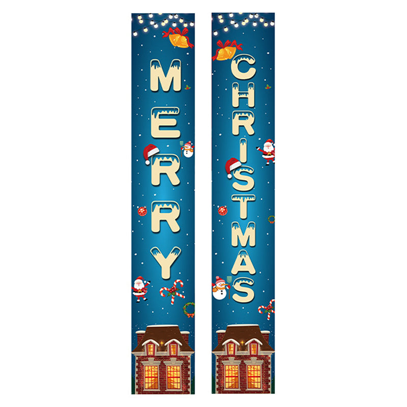 1 Pair Oxford Cloth Christmas Couplets Merry Christmas Bunting Xmas Door Decor Banner - ML-05