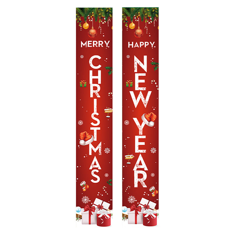 1 Pair Oxford Cloth Christmas Couplets Merry Christmas Bunting Xmas Door Decor Banner - ML-03