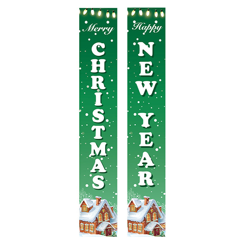 1 Pair Oxford Cloth Christmas Couplets Merry Christmas Bunting Xmas Door Decor Banner - ML-01