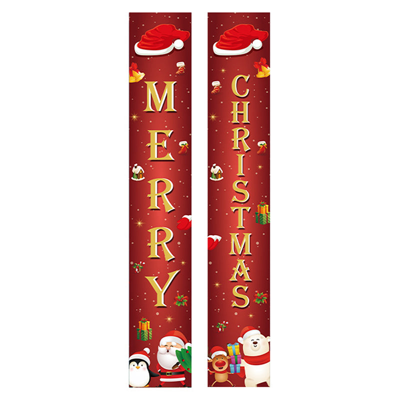 1 Pair Oxford Cloth Christmas Couplets Merry Christmas Bunting Xmas Door Decor Banner - ML-06