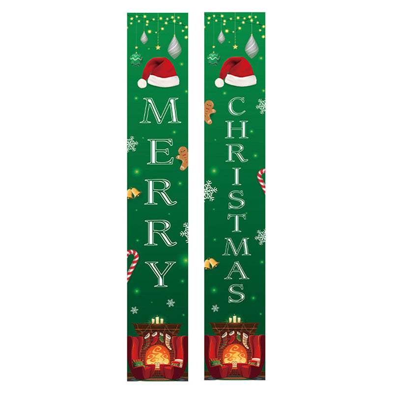 1 Pair Oxford Cloth Christmas Couplets Merry Christmas Bunting Xmas Door Decor Banner - ML-07