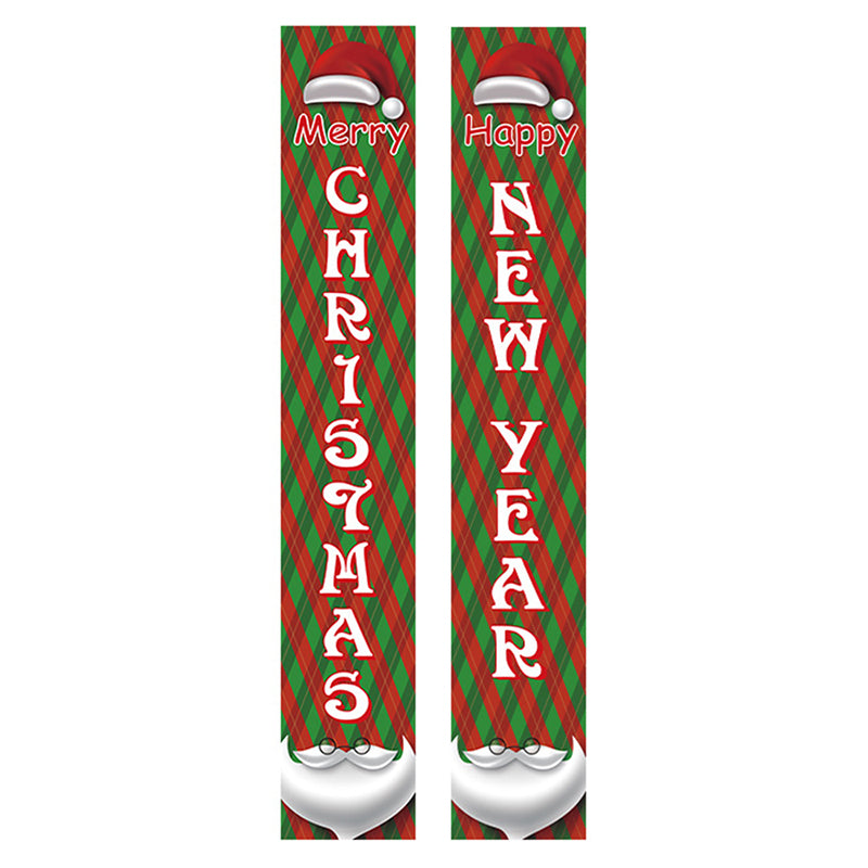 1 Pair Oxford Cloth Christmas Couplets Merry Christmas Bunting Xmas Door Decor Banner - ML-09