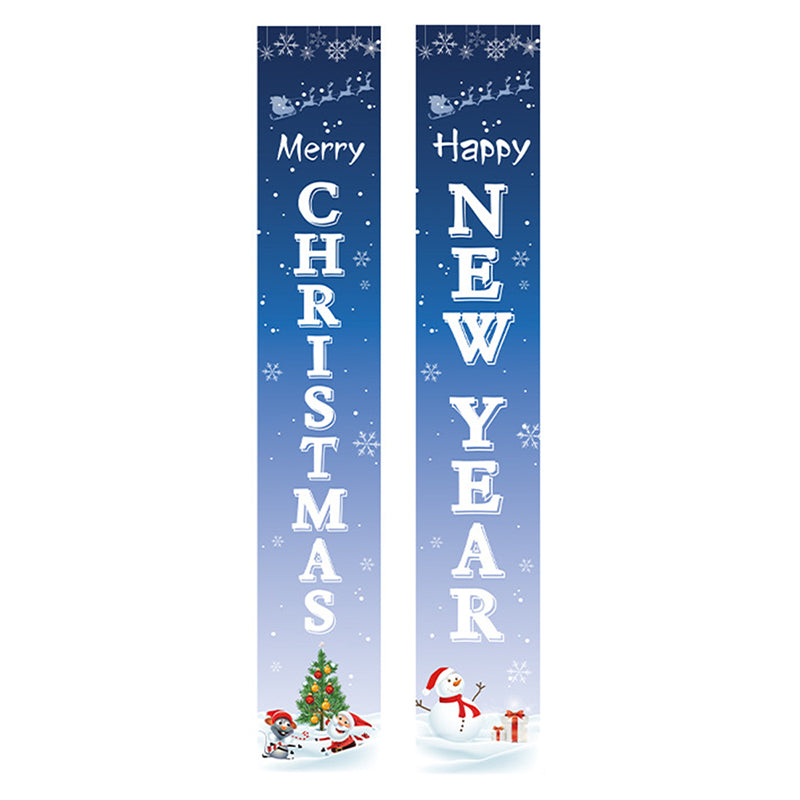 1 Pair Oxford Cloth Christmas Couplets Merry Christmas Bunting Xmas Door Decor Banner - ML-10