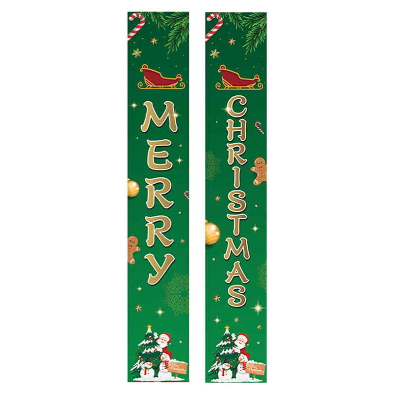 1 Pair Oxford Cloth Christmas Couplets Merry Christmas Bunting Xmas Door Decor Banner - ML-11