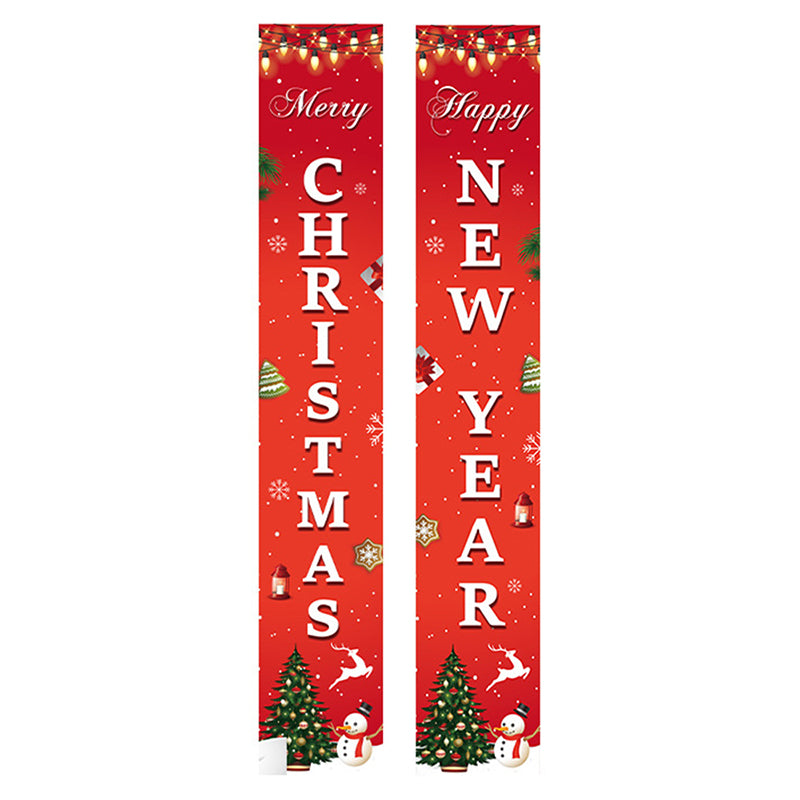 1 Pair Oxford Cloth Christmas Couplets Merry Christmas Bunting Xmas Door Decor Banner - ML-12