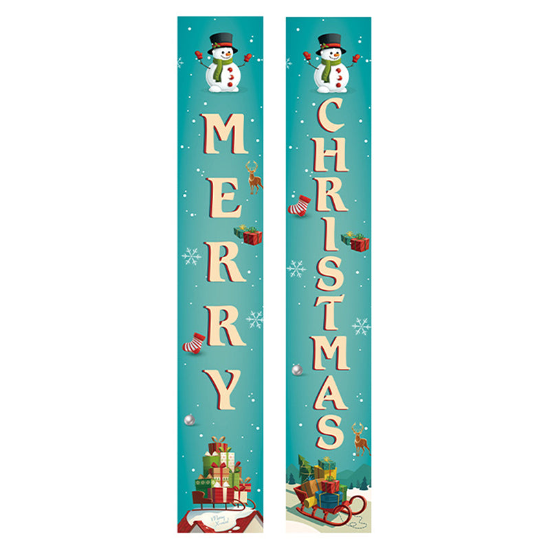 1 Pair Oxford Cloth Christmas Couplets Merry Christmas Bunting Xmas Door Decor Banner - ML-13