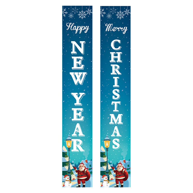 1 Pair Oxford Cloth Christmas Couplets Merry Christmas Bunting Xmas Door Decor Banner - ML-14