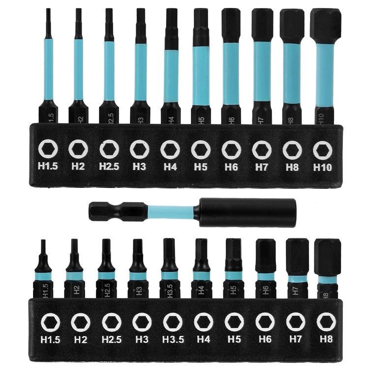 21Pcs / Set S2 Alloy Steel 1 / 4 Inch Hex Shank Magnetic Screwdriver Bits Set with Extension Bar for Power Tools