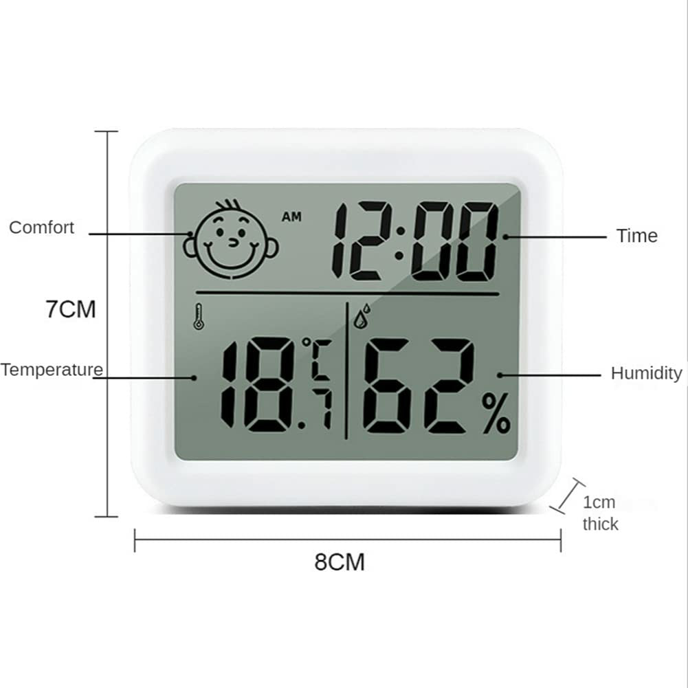 0.8cm Ultra Slim Digital Thermometer Smile Face LCD Display Hygrometer for Home Office