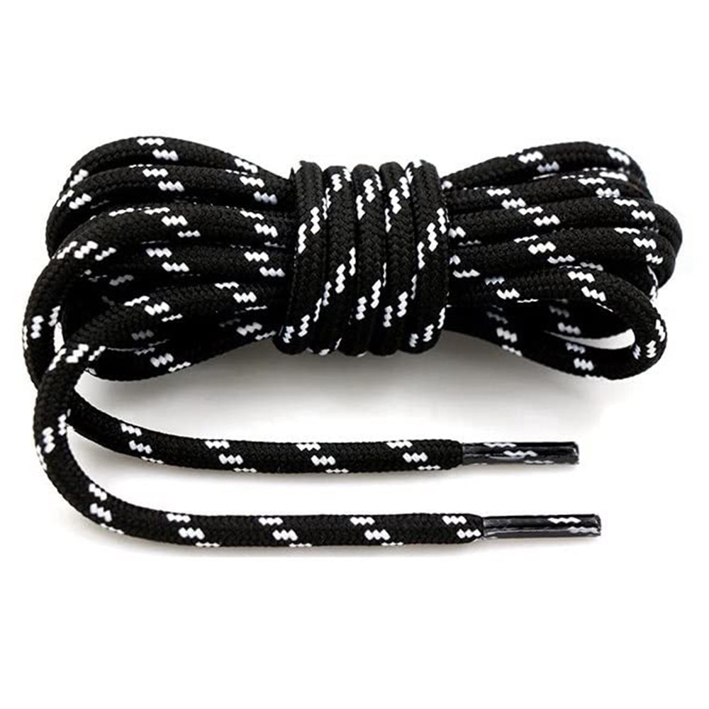 1 Pair 100cm Martin Boots Hiking Shoe Laces Round Wear-Resistant Polyester Shoelace Rope - Black+White