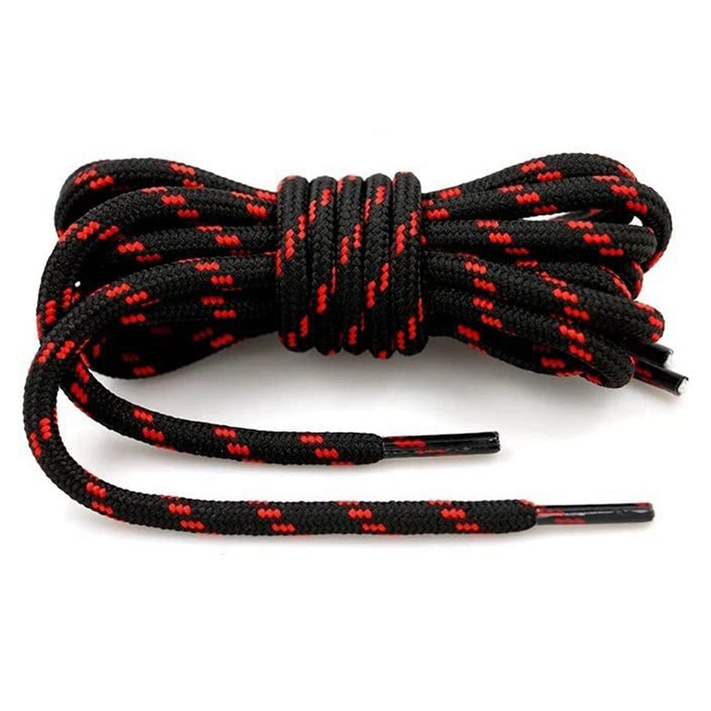 1 Pair 100cm Martin Boots Hiking Shoe Laces Round Wear-resistant Polyester Shoelace Rope - Black+Red